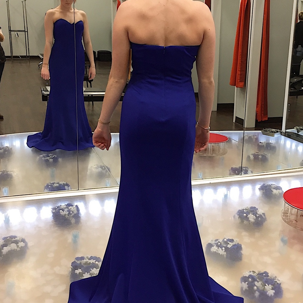 Blue Strapless Prom Dress